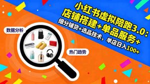 小红书虚拟陪跑3.0：店铺搭建+单品服务+细分铺货+选品技术，单店日入100+-资源站