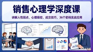 销售心理学深度课，讲解人性弱点、心理操控、成交技巧，36个密码实战应用-资源站
