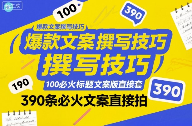 爆款文案撰写技巧，100个必火标题文案模版直接套，390条必火文案直接拍-资源站
