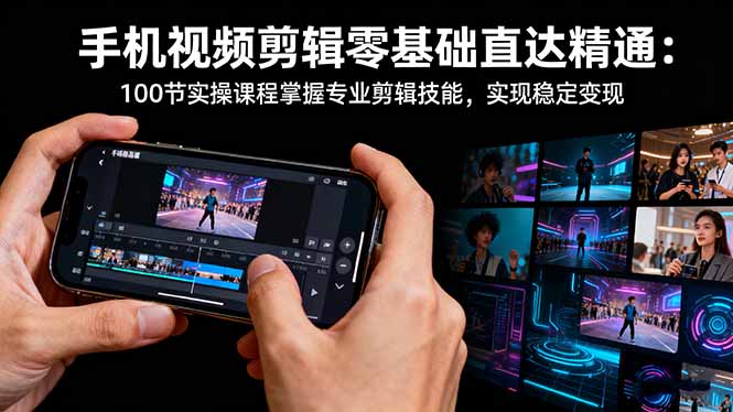 手机视频剪辑零基础直达精通：100节实操课程掌握专业剪辑技能，实现稳…-资源站