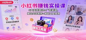 小红书赚钱实操课：5大变现路径+广告渠道，爆品内容制作+辅助工具使用-资源站