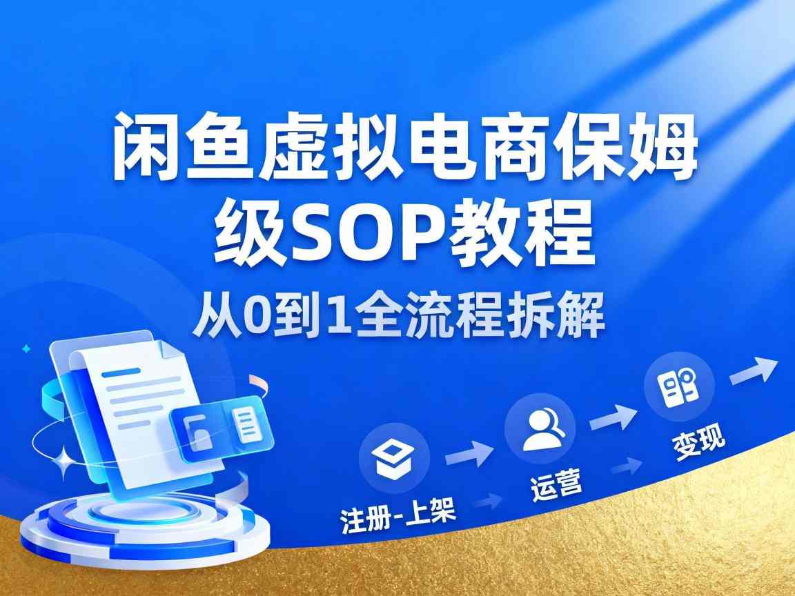 闲鱼虚拟电商，月入轻松过1W，保姆级SOP教程-资源站