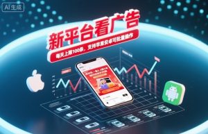 新平台看广告，养好机一条0.3到5米，每天上限100条，支持苹果安卓可批量操作-资源站