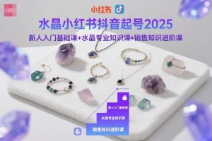 水晶小红书抖音起号2025,新人入门基础课+水晶专业知识课+销售知识进阶课-资源站