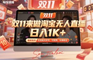 双11来做淘宝无人直播，日入1K+，独家技术，无违规无封号，可矩阵，长期稳定【揭秘】-资源站