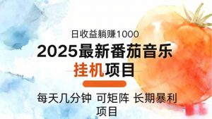 2025年最新番茄音乐人挂机项目,每天几分钟,月入1000+,可矩阵,一台…-资源站
