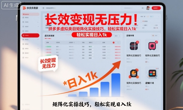 长效变现无压力！拼多多虚拟类目矩阵化实操技巧，轻松实现日入1k【揭秘】-资源站