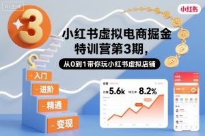 小红书虚拟电商掘金特训营第3期,从0到1带你玩小红书虚拟店铺-资源站
