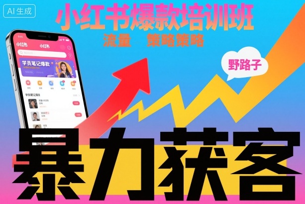 小红书爆款培训班，小红书获客野路子流量打法，暴力持续获客-资源站