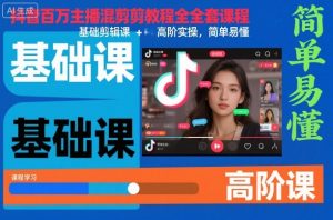 抖音百万主播混剪教程全套课程,基础剪辑课+高阶实操,简单易懂-资源站