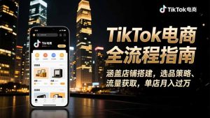 TikTok电商全流程指南,涵盖店铺搭建、选品策略、流量获取,单店月入过万-资源站