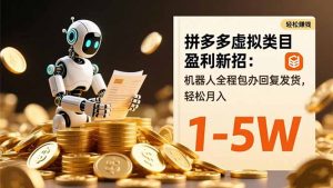 拼多多虚拟类目盈利新招：机器人全程包办回复发货，轻松月入 1-5W-资源站