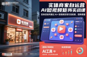 实体商家自运营AI短视频矩阵实战课,实体店如何通过AI+短视频实现引流拓客、团购增量-资源站