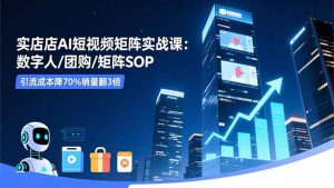 实体店AI短视频矩阵实战课：数字人/团购/矩阵SOP，引流成本降70%销量翻3倍-资源站