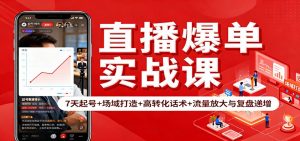 直播爆单实战课：7天起号+场域打造+高转化话术+流量放大与复盘递增-资源站