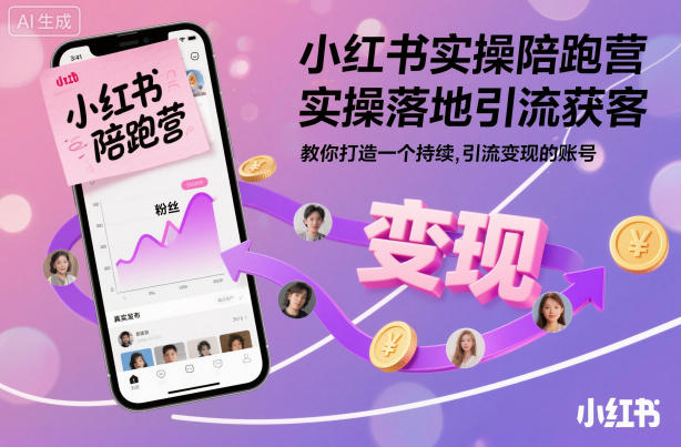 小红书实操陪跑营，实操落地引流获客，教你打造一个持续引流变现的账号-资源站