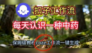 Coze扣子工作流一键生成每天认识一种中药短视频,保姆级搭建教学-资源站