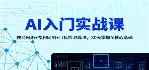 AI入门实战课：神经网络+卷积网络+目标检测算法，30天掌握AI核心基础-资源站