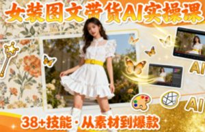女装图文带货的AI实操课，覆盖38个实用技能，快速提升素材制作效率-资源站