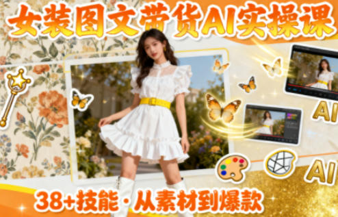 女装图文带货的AI实操课，覆盖38个实用技能，快速提升素材制作效率-资源站