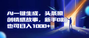 AI一键生成，头条原创情感故事，新手0粉也可日入1000+-资源站