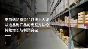 电商选品模型11月线上大课：从选品到开品的完整方法论 持续增长与利润突破-资源站