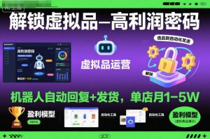 解锁虚拟品高利润密码：机器人自动回复+发货，单店月1-5W【揭秘】-资源站