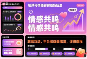 视频号情感赛道新玩法，超高互动，平台收益美滋滋，详细课程-资源站