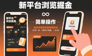 新平台浏览掘金，动动手指截张图就能挣米，2分钟一单，不限时不限量，一天5张【揭秘】-资源站