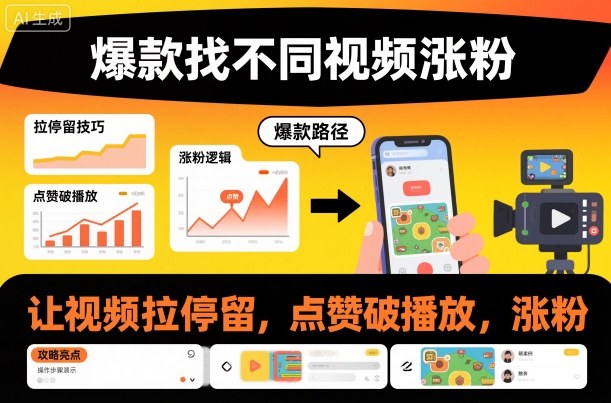 爆款找不同视频涨粉，让视频拉停留，实现点赞，破播放，涨粉-资源站