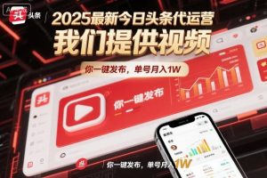 2025最新今日头条代运营，我们提供视频，你一键发布，单号月入1W【揭秘】-资源站