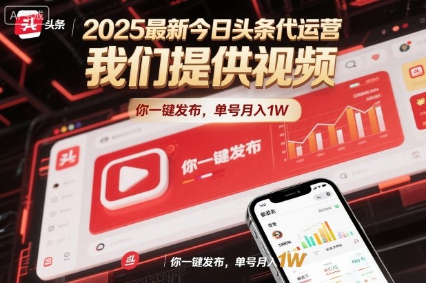 2025最新今日头条代运营，我们提供视频，你一键发布，单号月入1W【揭秘】-资源站