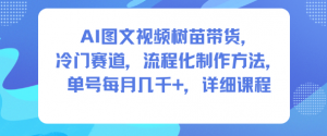 AI图文视频树苗带货，冷门赛道，流程化制作方法，单号每月几K，详细课程-资源站