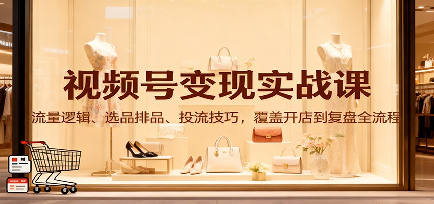 视频号变现实战课:流量逻辑、选品排品、投流技巧,覆盖开店到复盘全流程-资源站