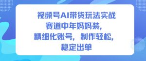 视频号AI带货玩法实战，赛道中年妈妈装，精细化账号，制作轻松，稳定出单-资源站