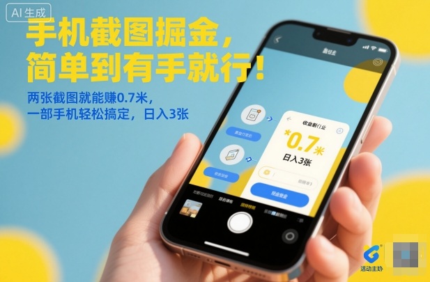 手机截图掘金，简单到有手就行！两张截图就能賺0.7米，一部手机轻松搞定，日入3张【揭秘】-资源站