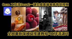 coze智能体sora2一键生成电商带货高端视频工作流保姆级拆解教程，无需剪辑，无需拍摄-资源站