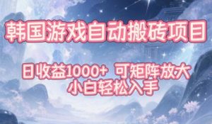 韩国游戏自动搬砖项目,日收益1k+,可矩阵放大,小白轻松入手【揭秘】-资源站