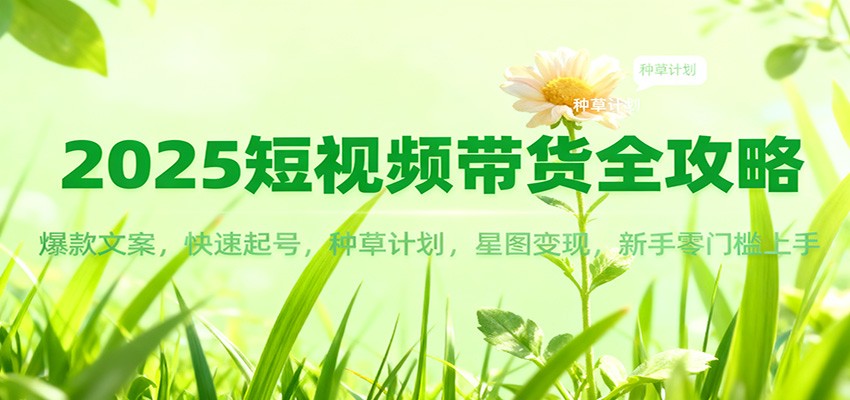2025短视频带货全攻略:爆款文案,快速起号,种草计划,星图变现,新手零门槛上手-资源站