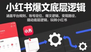 小红书爆文底层逻辑,涵盖平台规则、账号定位、爆文逻辑、变现路径,撬动底层逻辑,玩转小红书-资源站