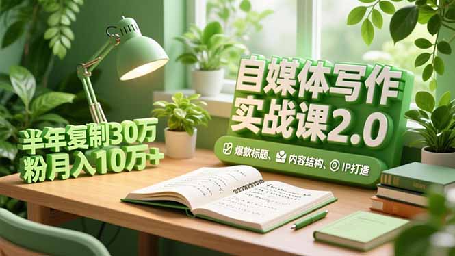自媒体写作实战课2.0，爆款标题、内容结构、IP打造，半年复制30万粉月入10万+-资源站
