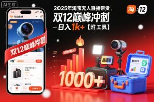 2025年淘宝无人直播带货，冲刺双12，日入1k+【附工具】【揭秘】-资源站
