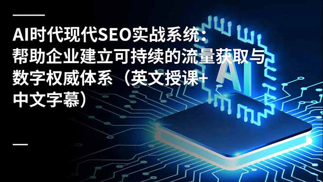AI时代现代SEO实战系统：帮助企业建立可持续的流量获取与数字权威体系(英文授课+中文字幕-资源站