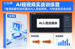 AI短视频实战训练营，1套课程教你如何通过AI入局自媒体，AI快速变现全流程-资源站