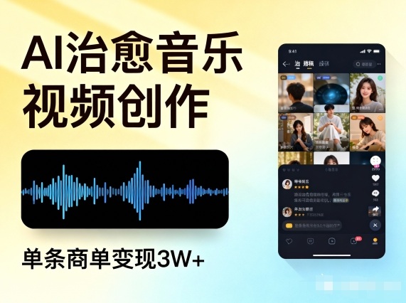 AI做治愈音乐视频，多平台投稿，单条商单变现3W+-资源站