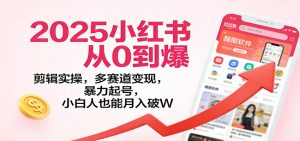 2025小红书从0到爆：剪辑实操，多赛道变现，暴力起号，零基础也能月入破W-资源站