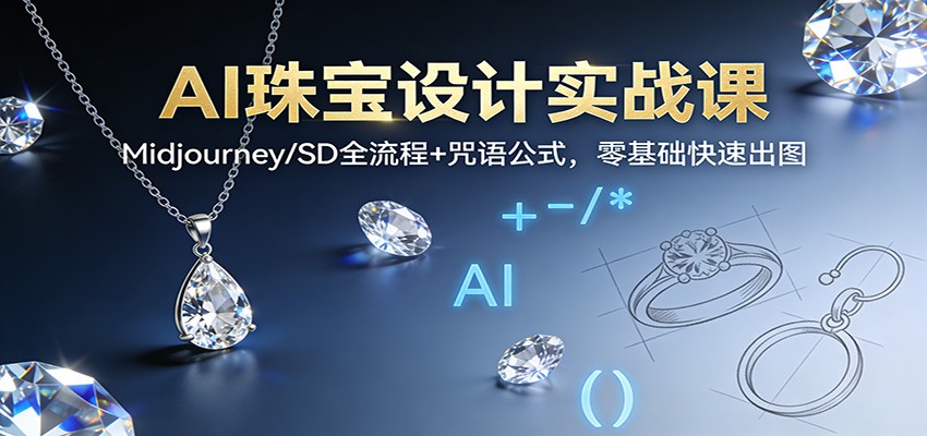 AI珠宝设计实战课：Midjourney/SD全流程+咒语公式，零基础快速出图-资源站