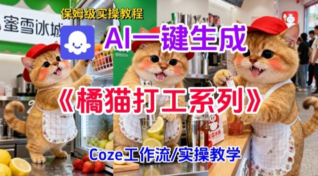 Coze扣子工作流一键生成胖橘猫打工短视频，保姆级实操搭建教学-资源站