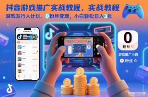 抖音游戏推广实战教程，游戏发行人计划，0粉丝变现，小白轻松日入3张-资源站