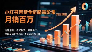 小红书带货全链路高阶课，选品爆破、笔记裂变、直播推广，实现多店月销百万(更新25年12月-资源站